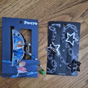 Ponyo Blue and Silver Hair Clip Set